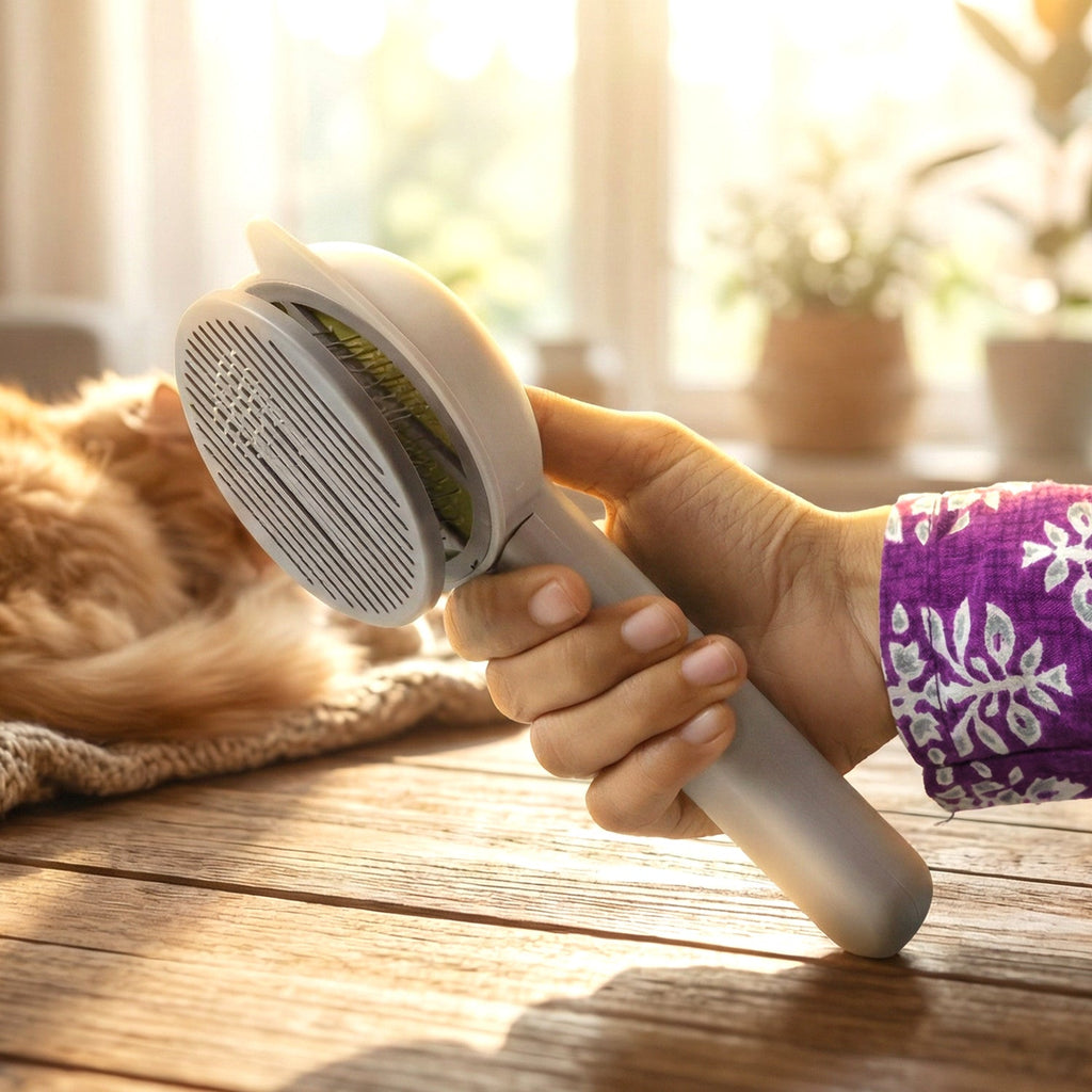 Comfortable pet grooming needle tool with non-slip grip