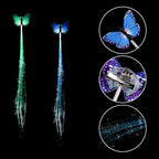 Close-up of vibrant LED butterfly hair braid clip design