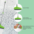 Multi-angle view of the adjustable floor wiper in action on a tiled floor.