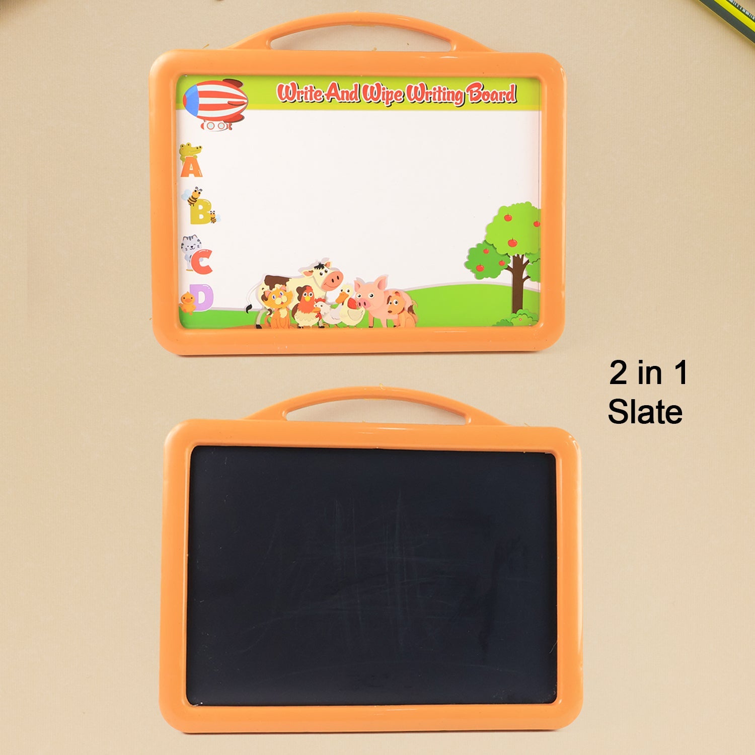 Double-sided educational drawing board for preschool kids with easy-clean surfaces