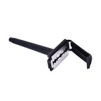 Shaving razor for men with a black plastic grip handle on a light background.