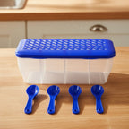 Close-up of the secure airtight lid mechanism on the 4-section storage jar, ensuring freshness.