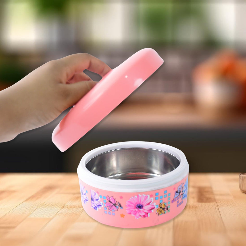 Fresh hold insulated plastic lunch bowl with decorative floral print