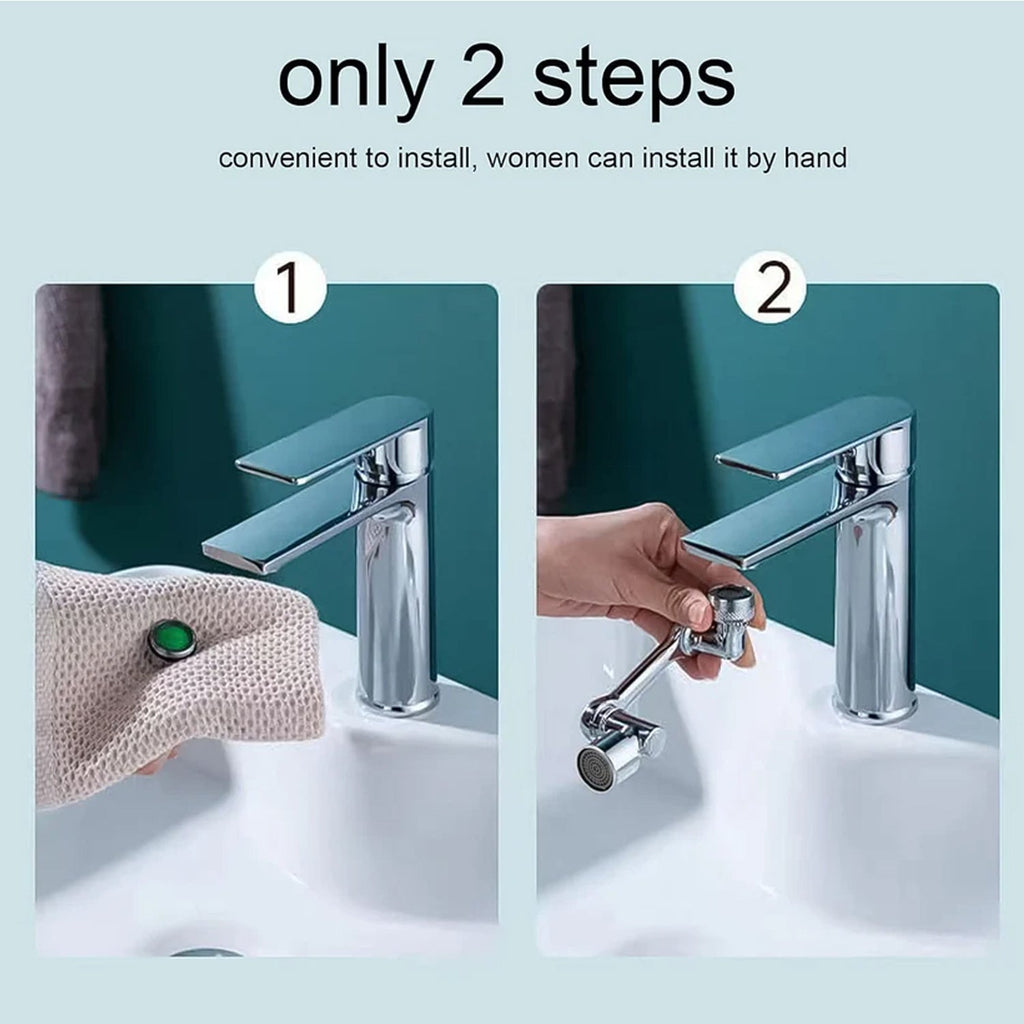 Faucet attachment with rotatable and splash-proof design in chrome finish