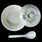 32-piece plastic dinner set showing a complete collection of tableware.