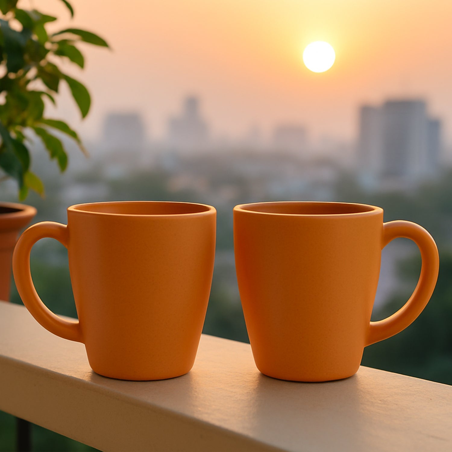 Konvex tea mug set showing ergonomic grip handles