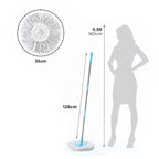 Ganesh 360 Spin Mop with Wheels, demonstrating the practical auto-fold handle feature.