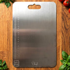 Easy to clean stainless steel chopping board for kitchen use