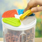 Full view of the transparent 4 section storage container for dry goods.