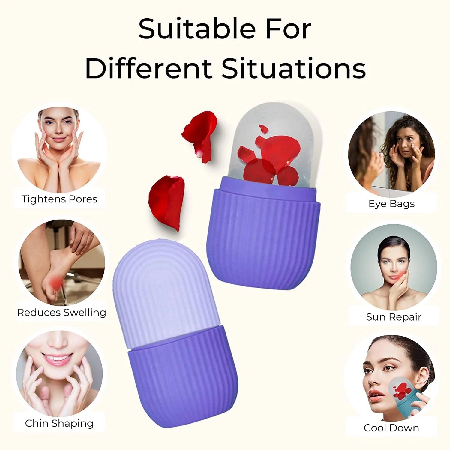 Close-up of face icer roller tool for reducing puffiness and refreshing skin