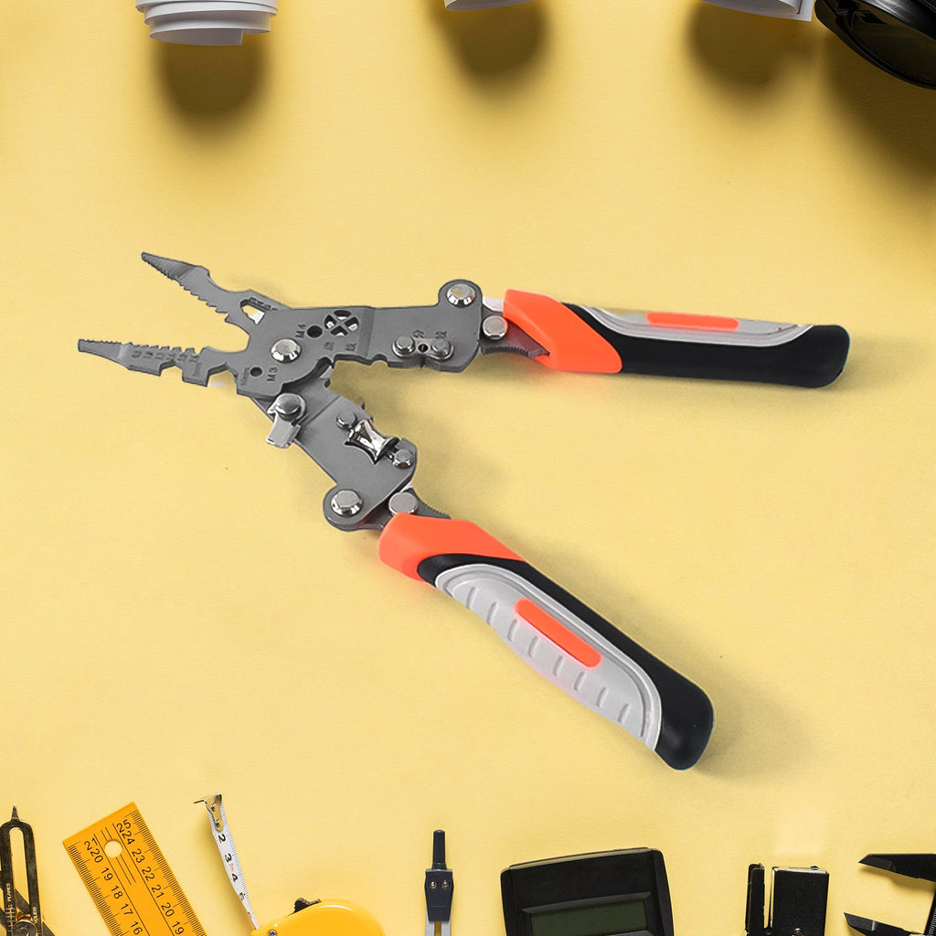 StripEase 8-in-1 pliers designed for wire stripping and cutting
