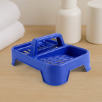 Durable plastic soap dish stand featuring twin compartments.