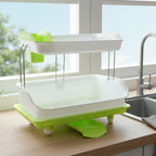 Double tier dish drying rack, a stylish kitchen accessory