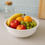 Glossy smooth white plastic serving bowl 6 inch round shape