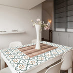 A contemporary kitchen area with a white patterned Peel and Stick Tile backsplash, adding a clean aesthetic.