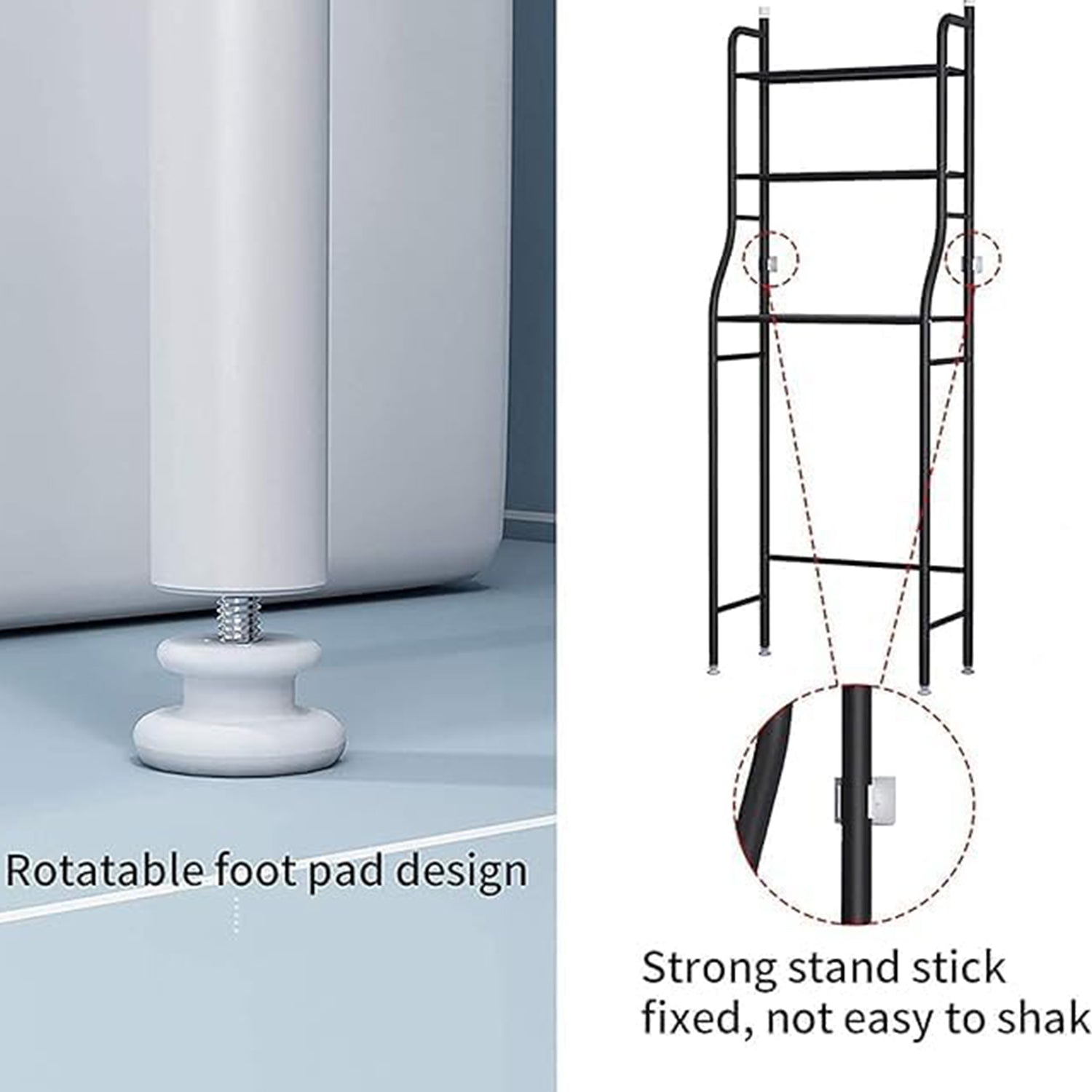 Bathroom shelf organizer positioned above a toilet, demonstrating effective vertical storage.