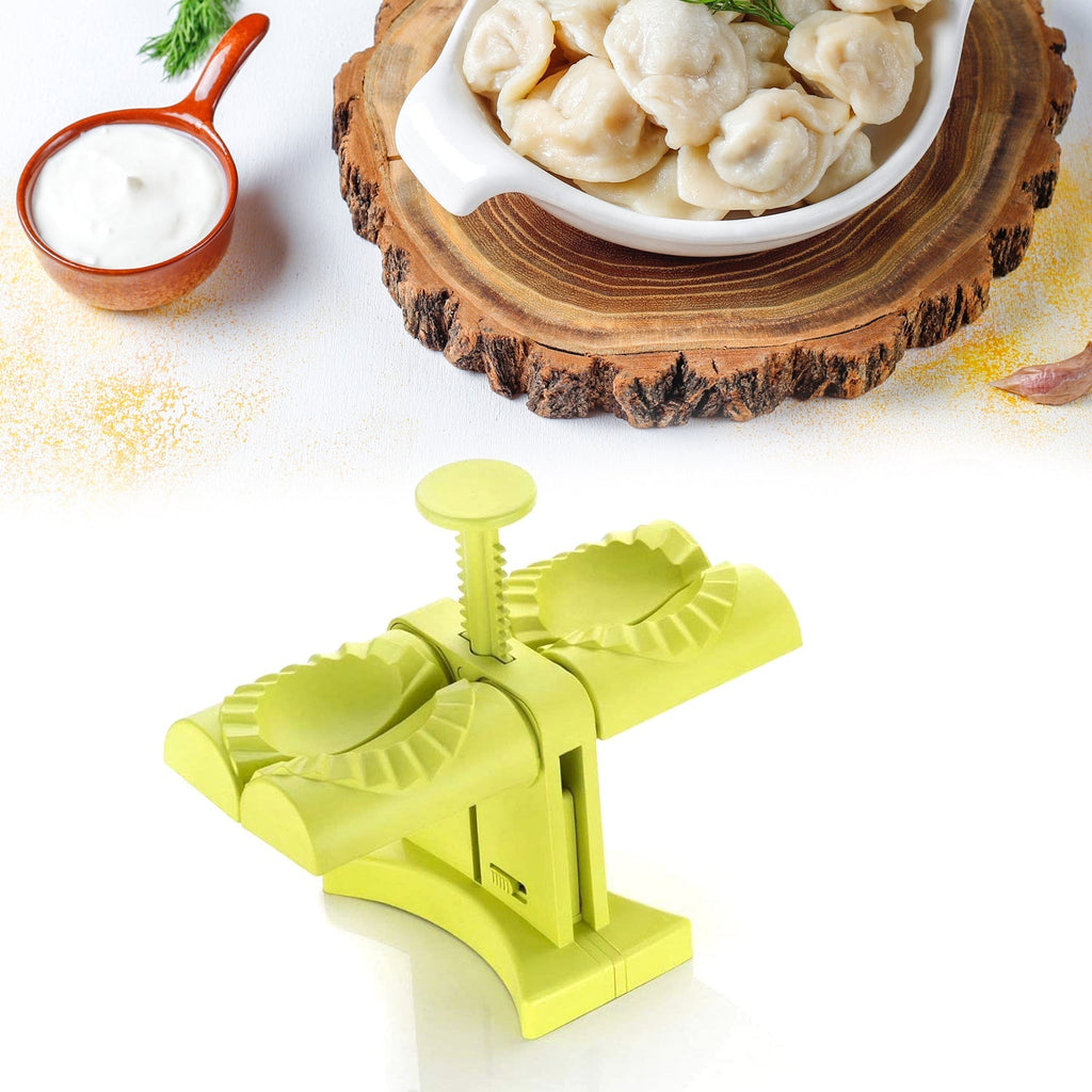 Another view of the finished, uncooked dumplings made with the dumpling maker mold.