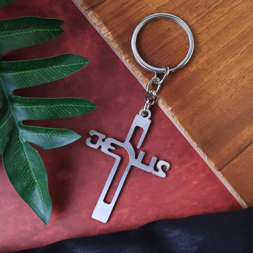 Religious faith keychain with Gujarati Jesus inscription