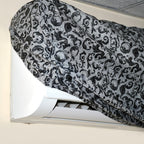 Air conditioner with protective Stretchable AC cover featuring dust and insect shield