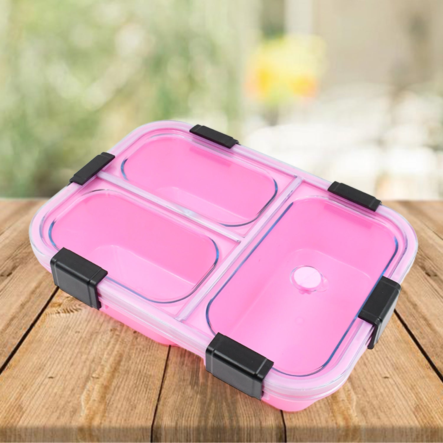 Side view of the insulated lunch box, highlighting its compact and portable design.
