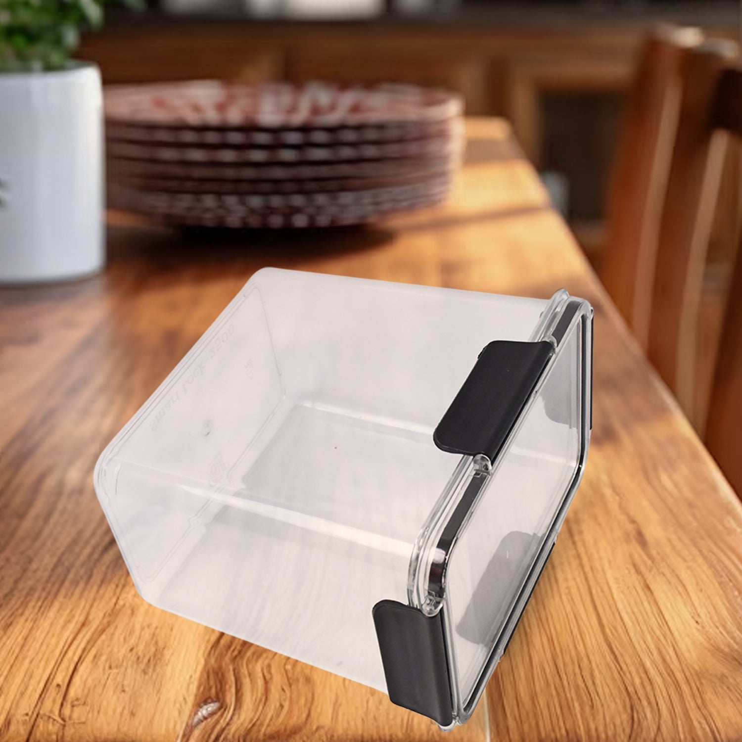 Wide mouth airtight plastic container ideal for flour and snacks