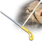 Pruning saw effortlessly cutting through garden branches and shrubs.