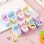 A fun toilet pencil sharpener set, showcasing its unique design.