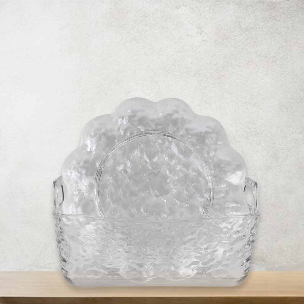 Close-up view of plastic flower plates set showing details