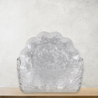 Close-up view of plastic flower plates set showing details