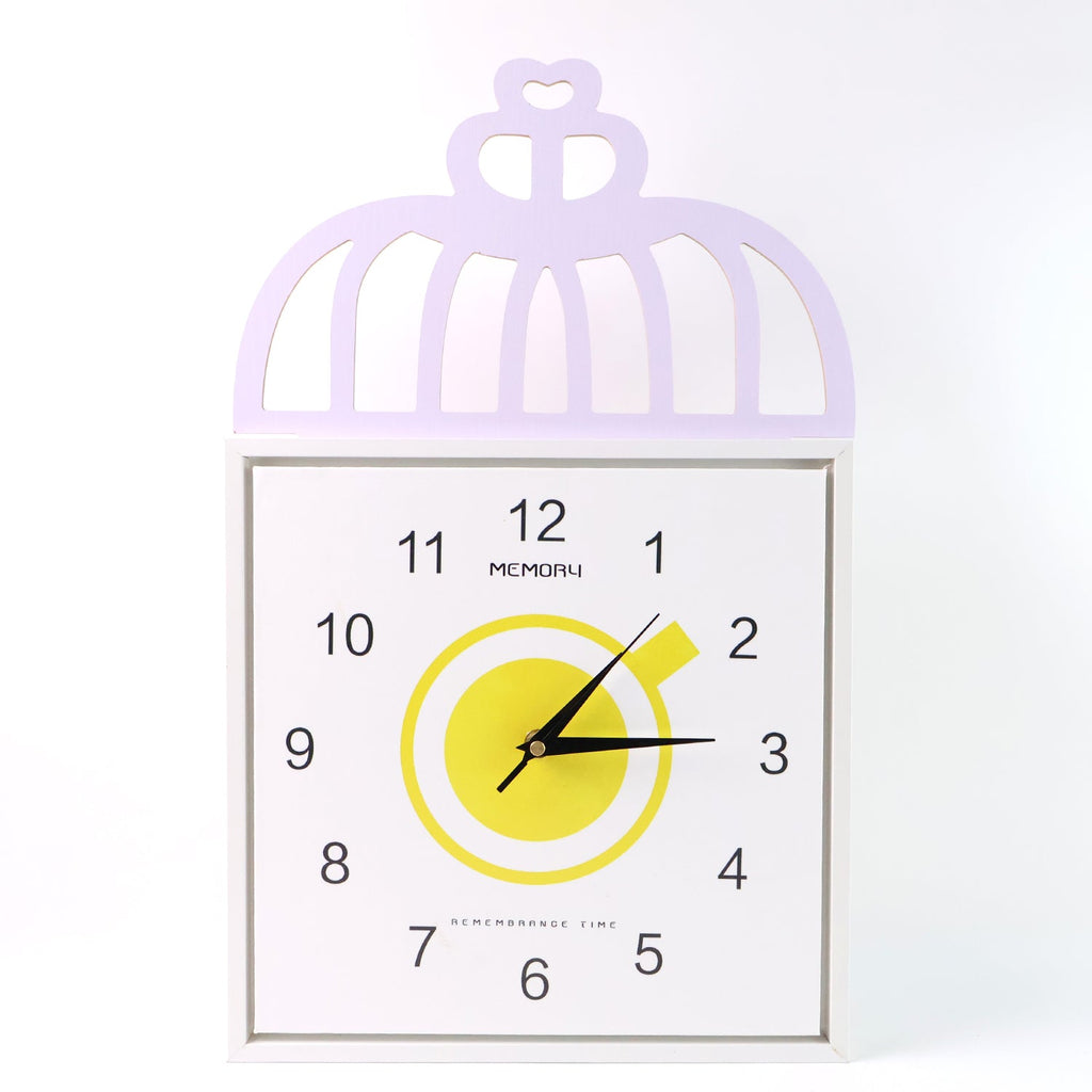 Side view of decorative wall clock with matte plastic frame