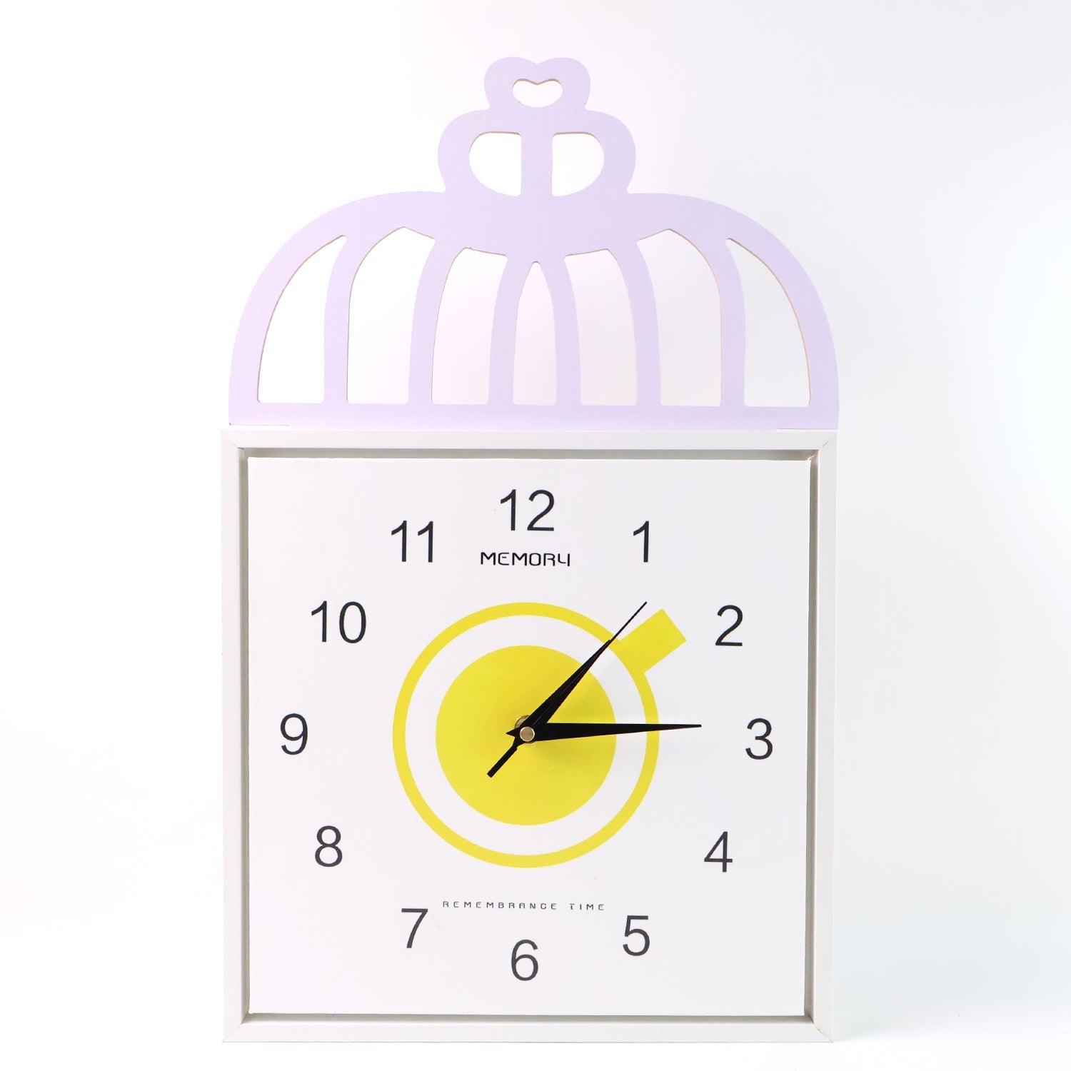 Side view of decorative wall clock with matte plastic frame