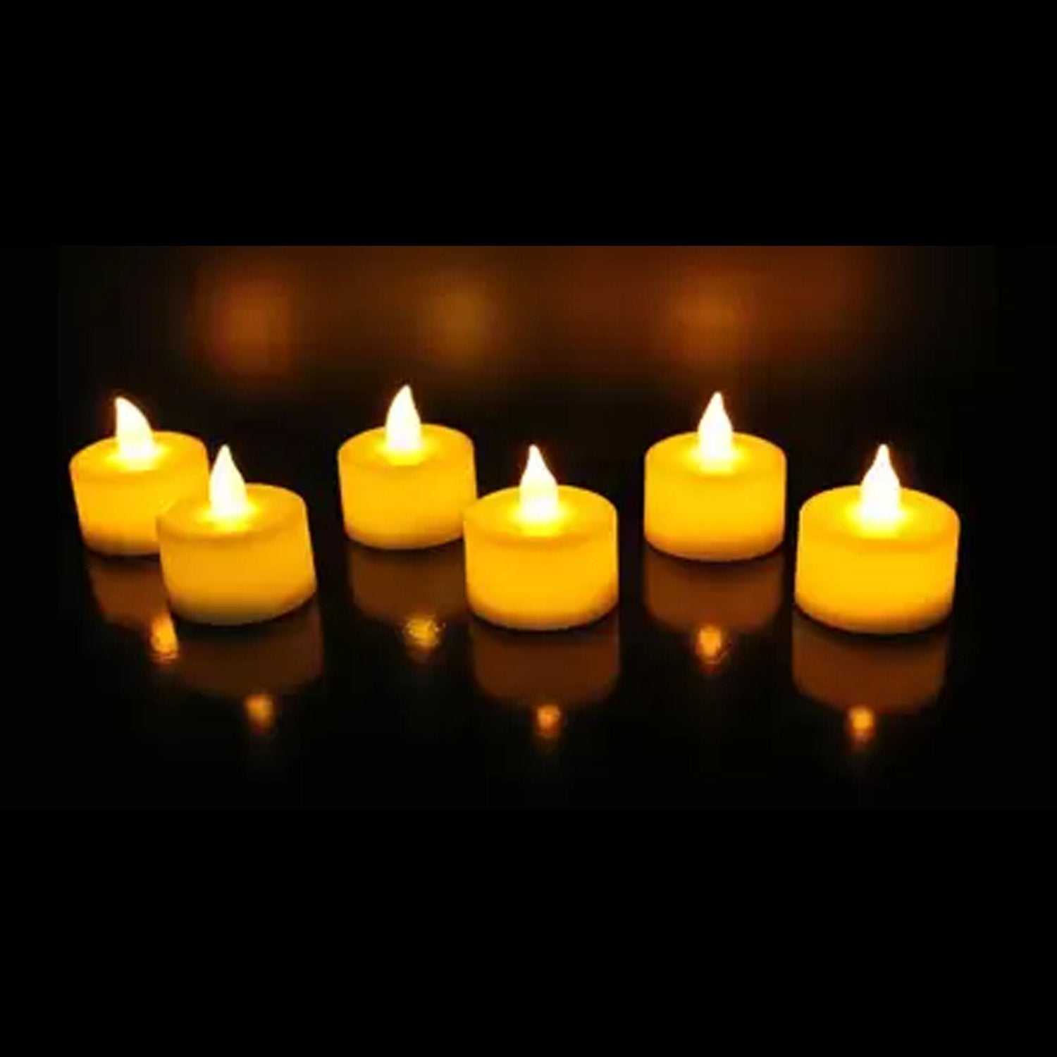 Group of white flameless LED tealight candles, perfect for creating ambiance.