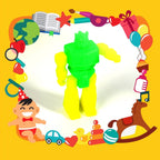 Brightly colored variety of plastic toys for kids.