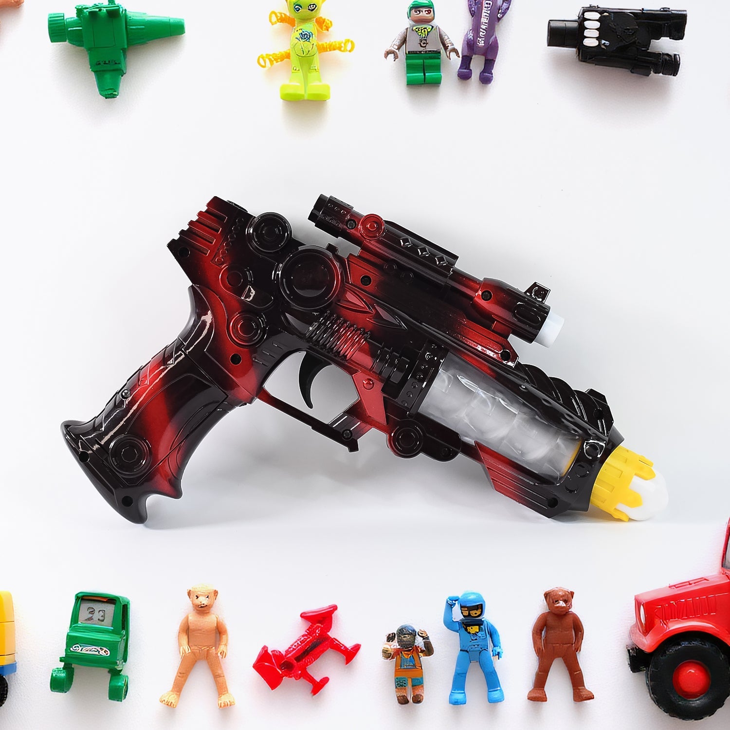 Toy blaster featuring bright LED lights for interactive play