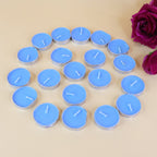 Colorful tea light candle set showcasing red, green, blue, and yellow shades