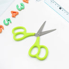 View of the stainless steel double grip scissors for crafting.