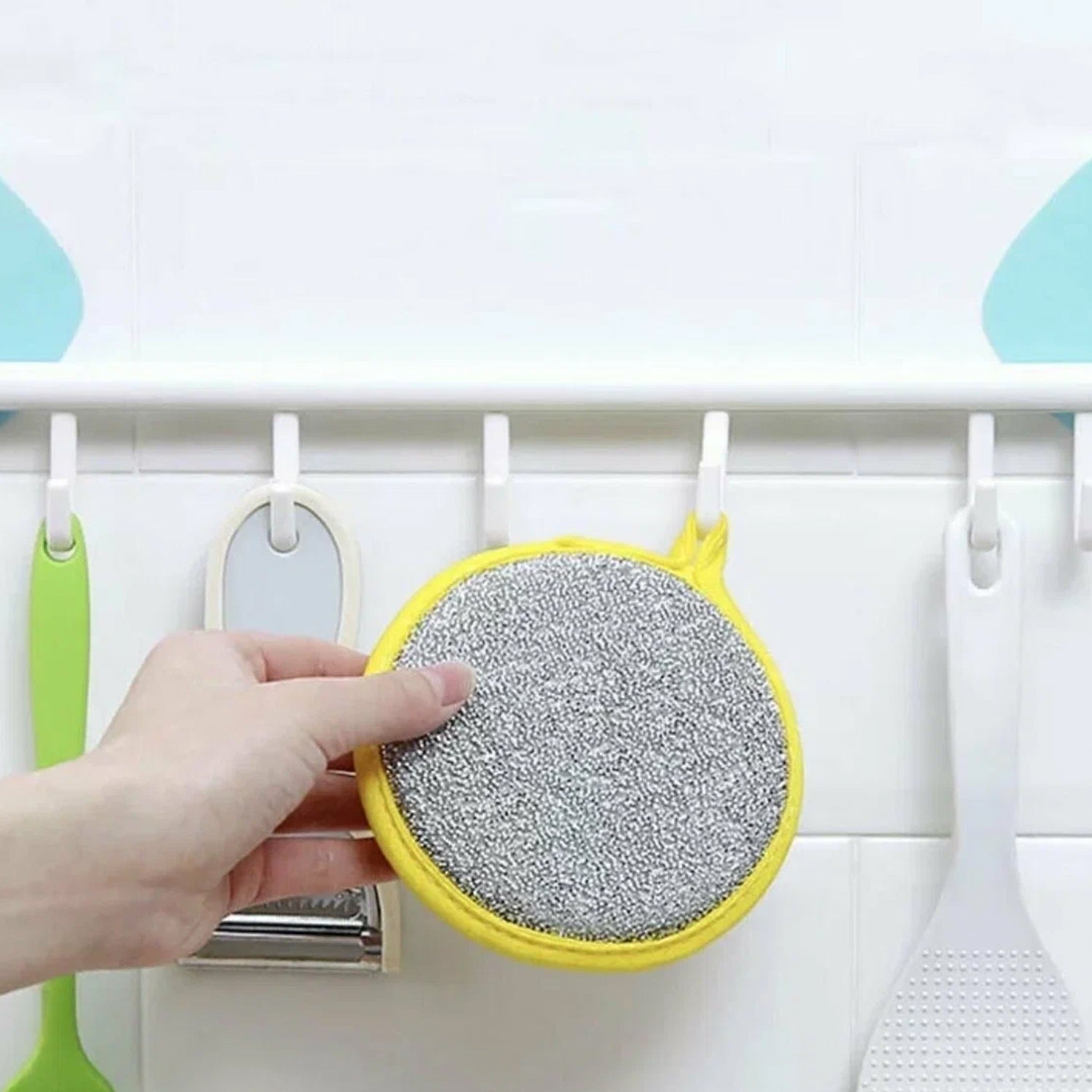 Versatile 6-in-1 kitchen cleaning set with stainless steel wool scrubber