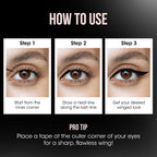 Intense black matte liquid eyeliner stroke made with precision brush
