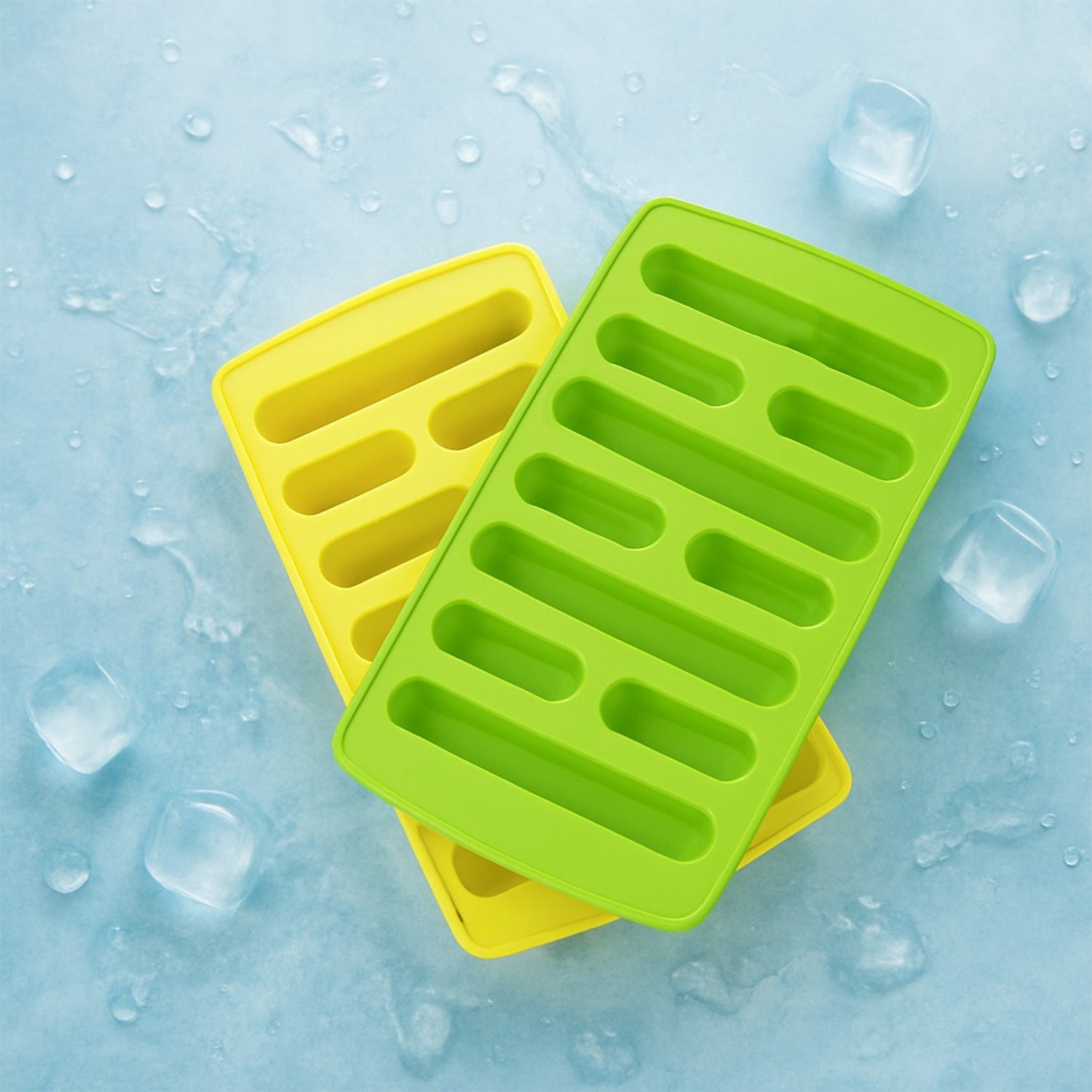 Flexible plastic ice cube molds designed for easy ice release