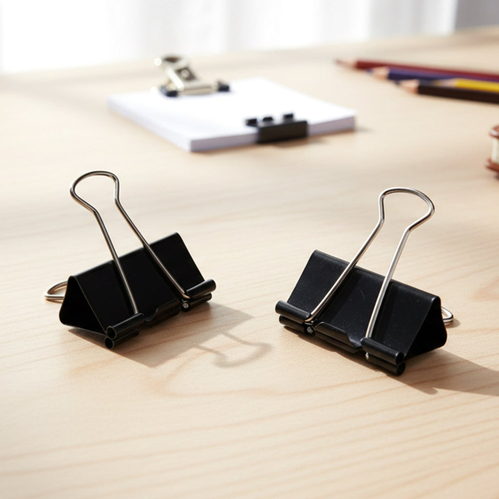 Black metal binder clips ideal for office and school paperwork