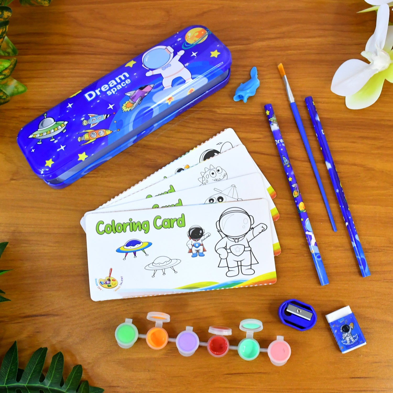 Stationery set components including sharpener and eraser