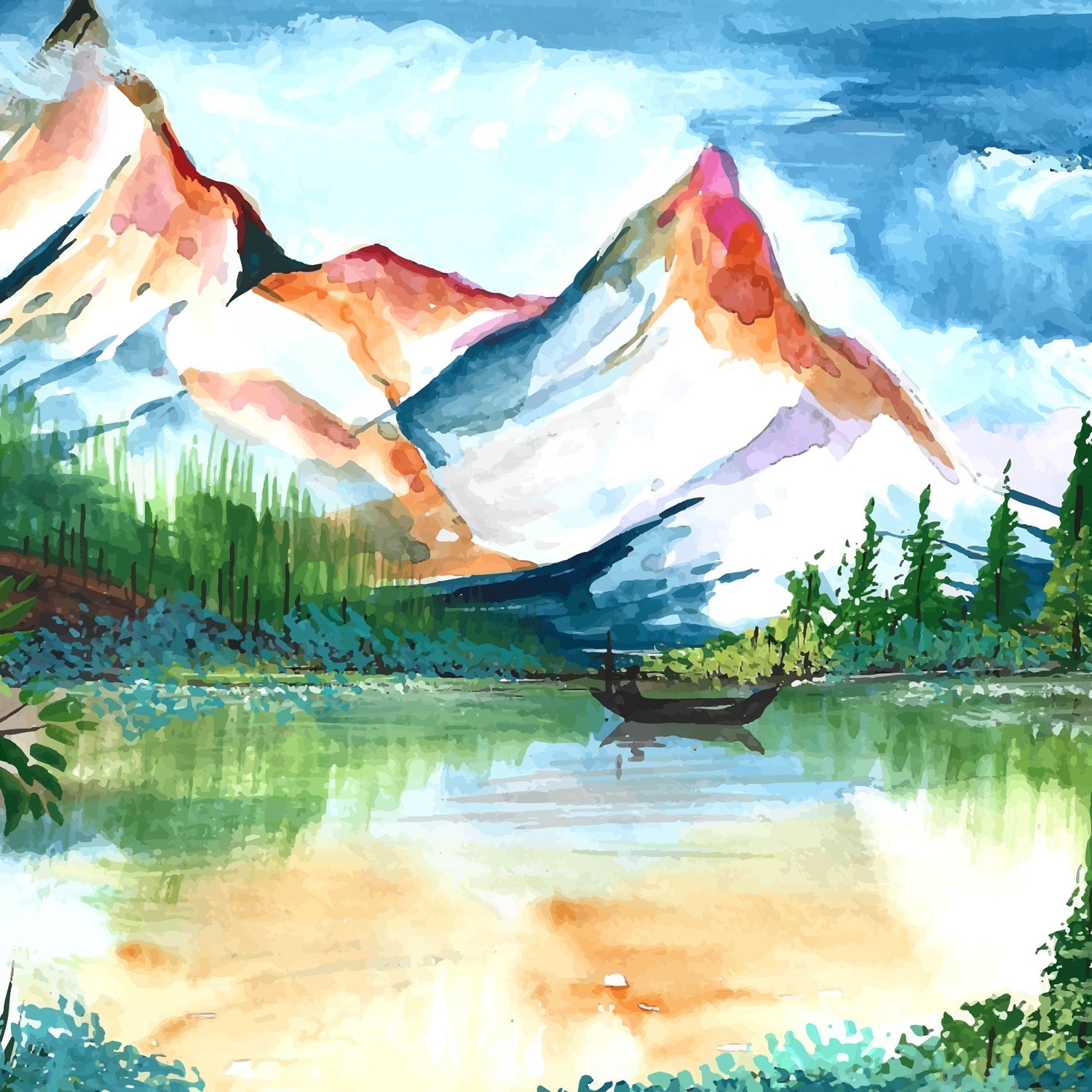 Vibrant watercolor paint palette and brushes for drawing and crafting activities