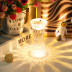 Crystal Night Light illuminating a bedside table with a soft, warm glow.