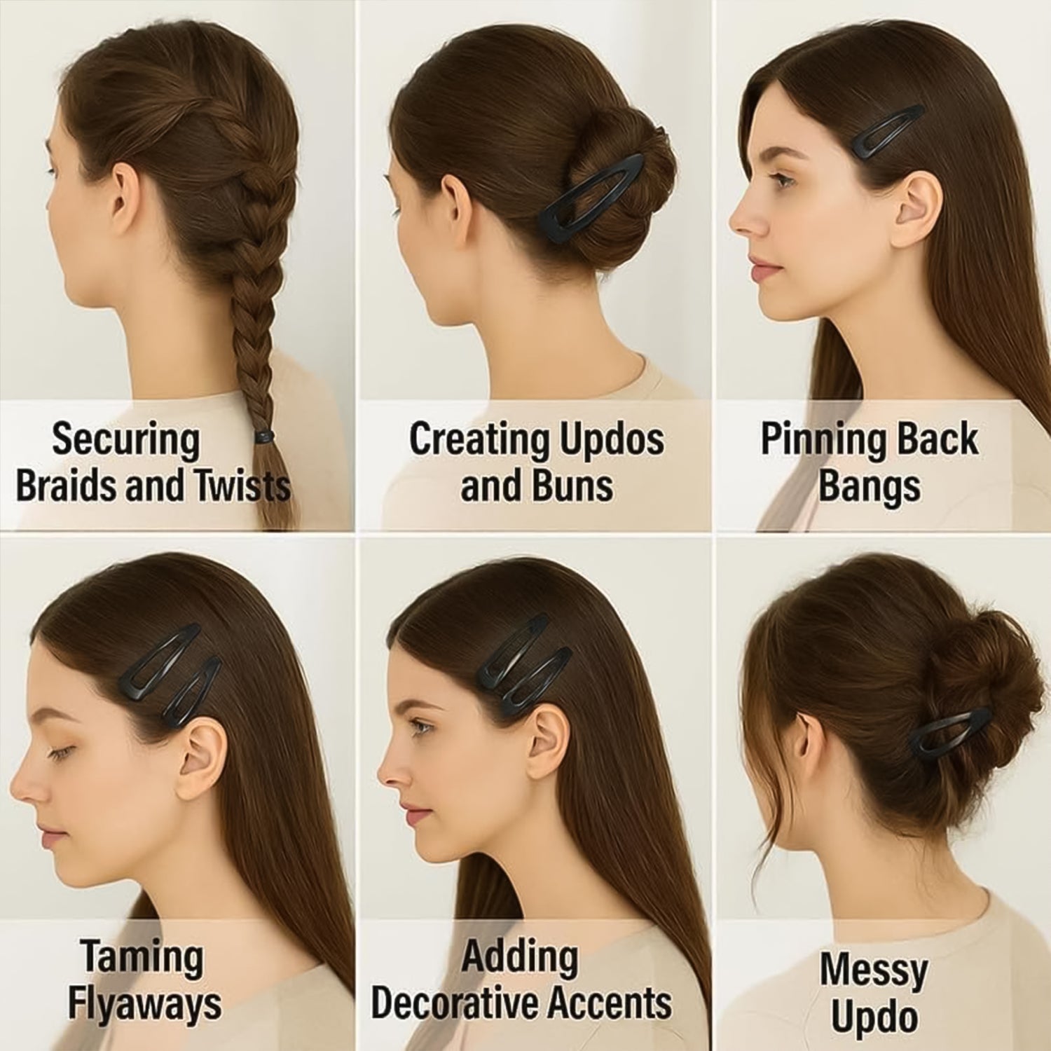 Colorful metal hair clips suitable for styling and updos