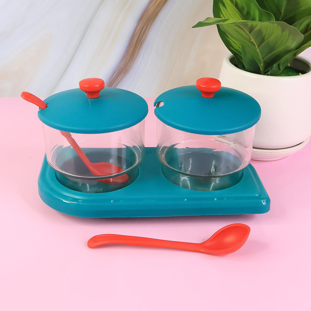 Spice and condiment organizer set placed on a kitchen counter