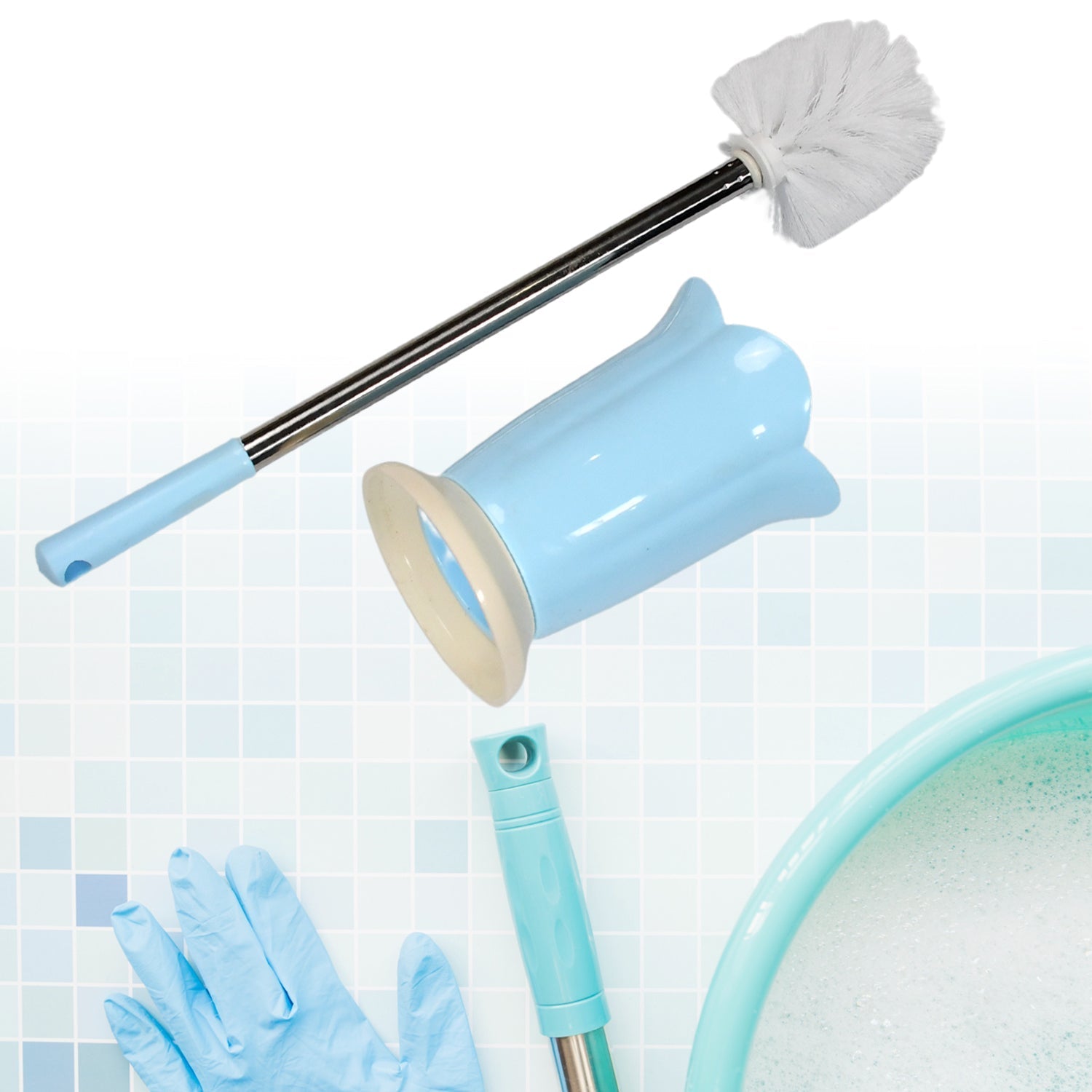 Durable bathroom cleaning brush for a sparkling clean toilet.