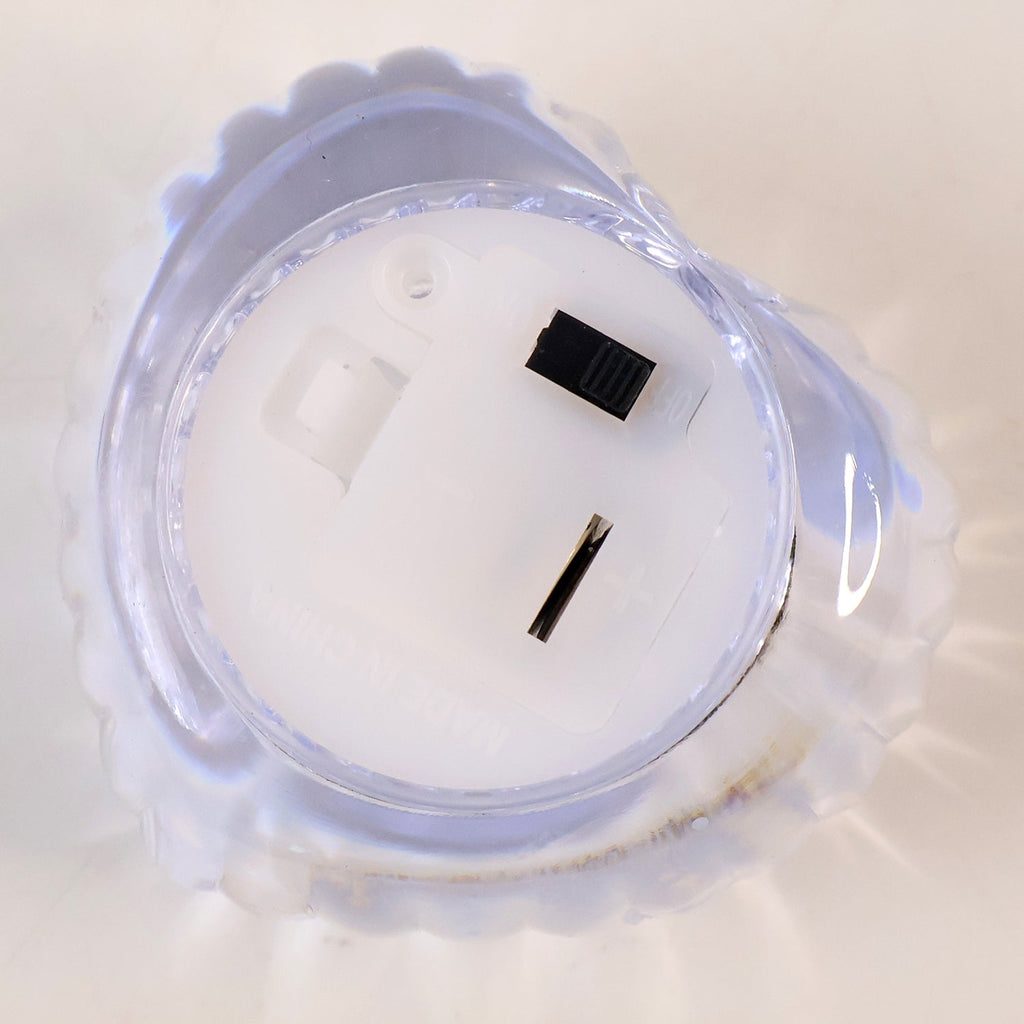 Battery-operated heart-shaped LED tealight candles with a crystal-effect finish
