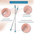 Four different blackhead remover needle tips suited for various blemishes