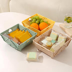 Multi-purpose foldable storage basket organizing keys and small essentials.