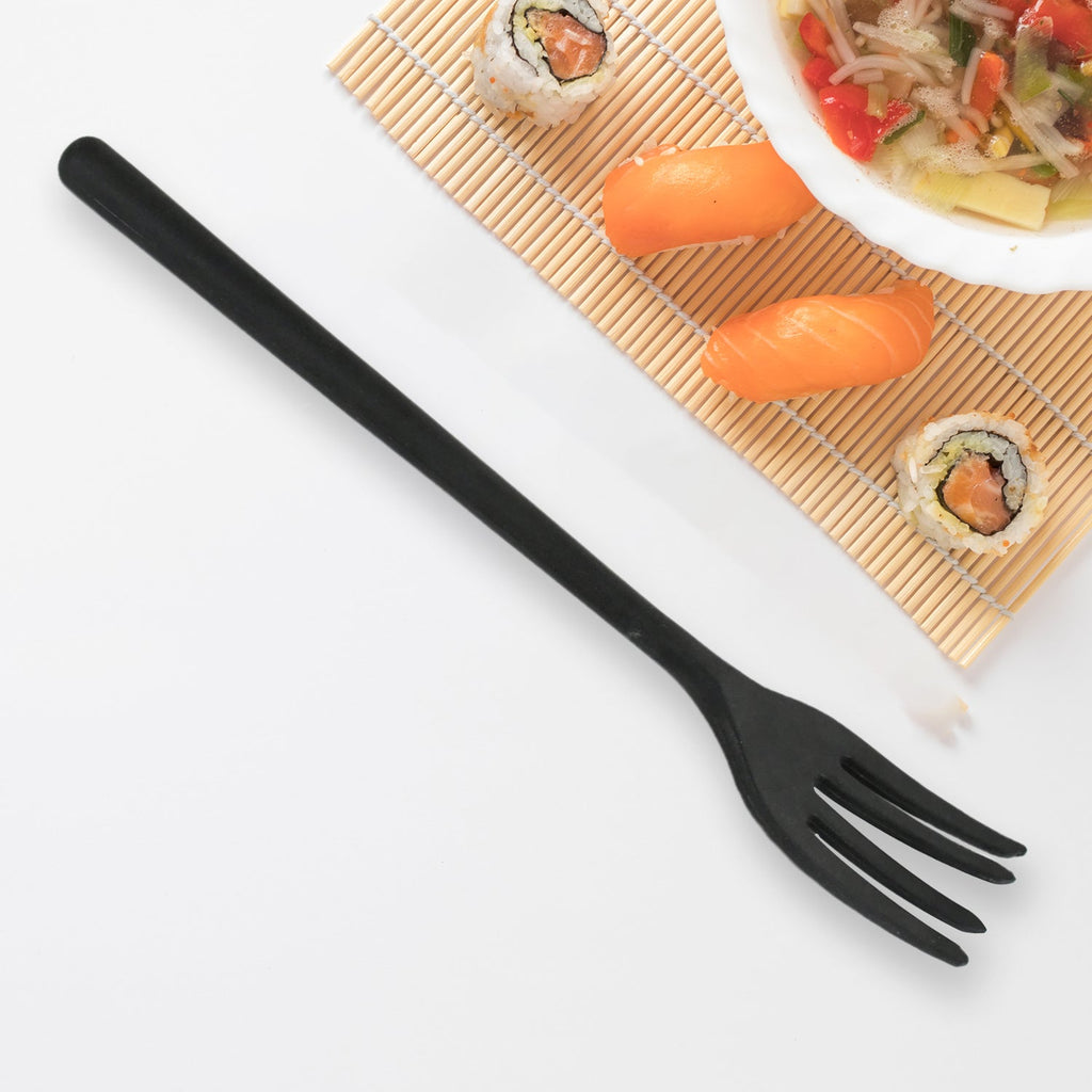 Detailed view of the tip of a silicone blending fork, emphasizing its smooth and rounded tines.